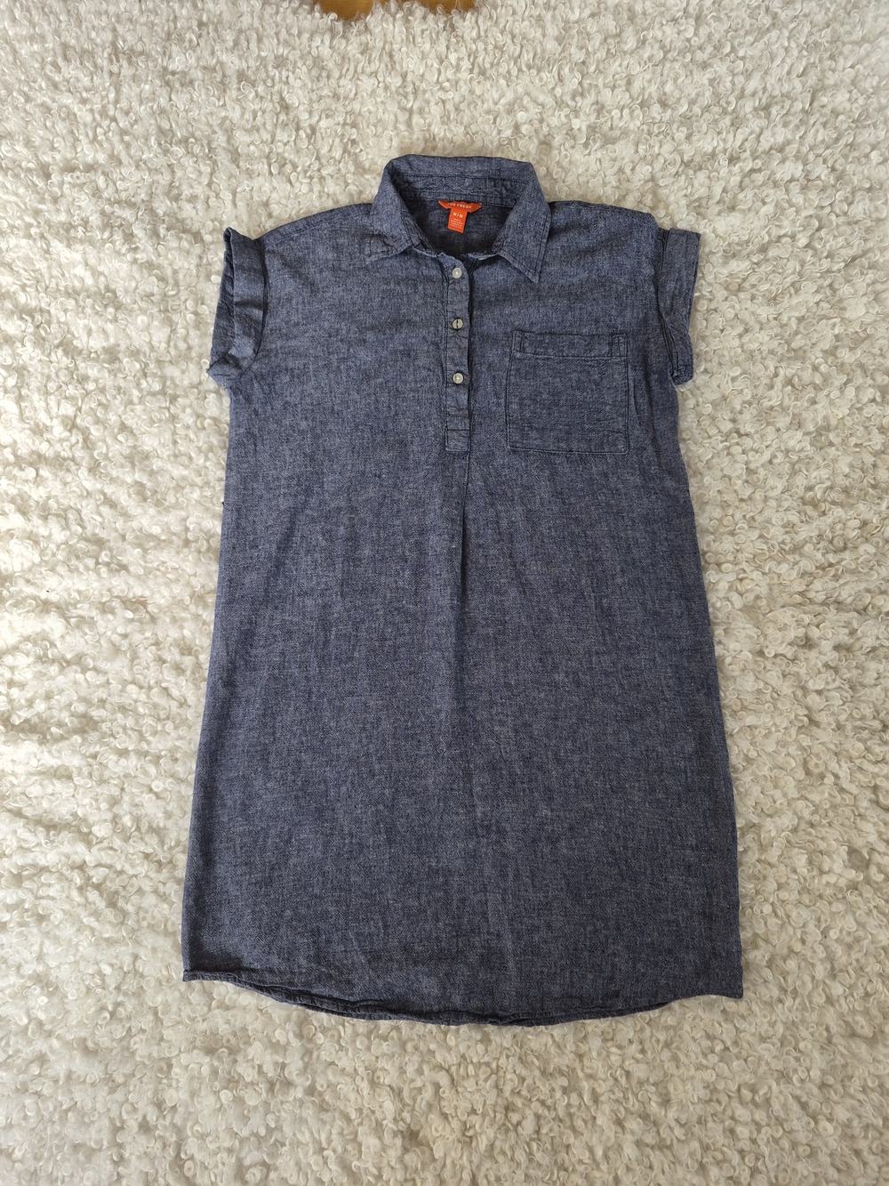 Joe Fresh Linen Shirt Dress Blue Medium Casual Boho Chambray Shift - Picture 3 of 9